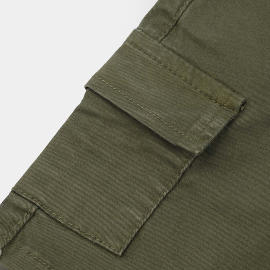Boys Cotton Twill Short - Olive green