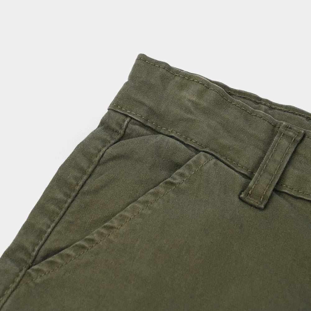 Boys Cotton Twill Short - Olive green