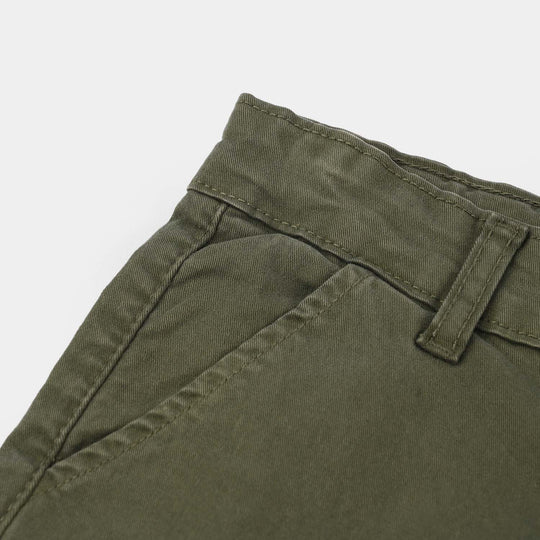 Boys Cotton Twill Short - Olive green