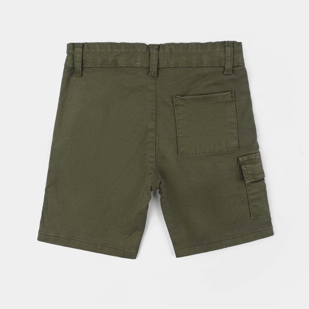 Boys Cotton Twill Short - Olive green