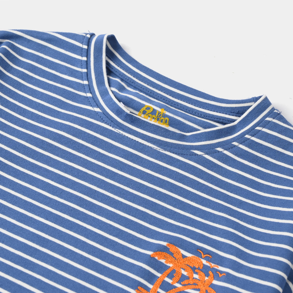 Boys Yarn Dyed Striped T-Shirt - Blue
