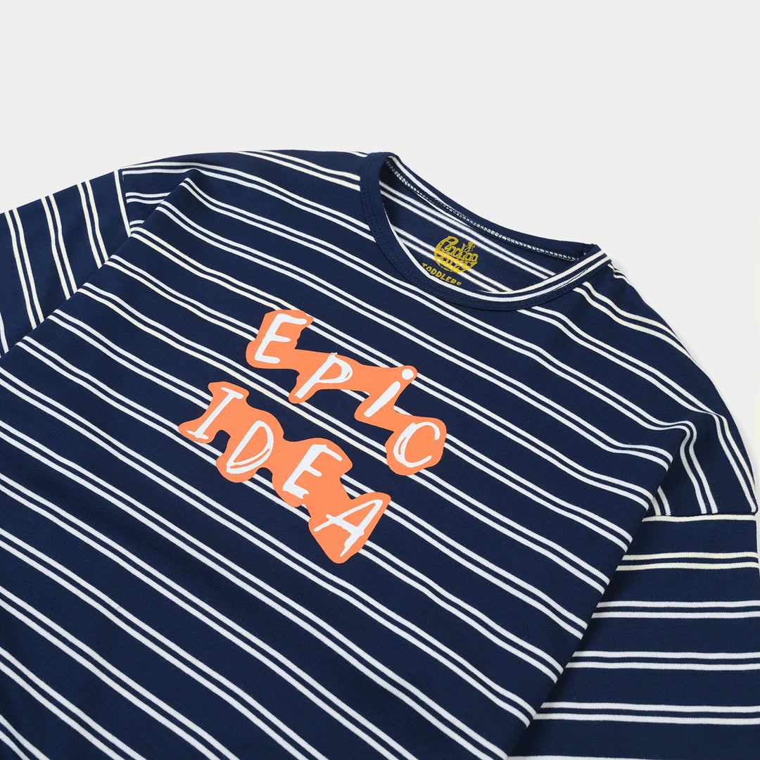 Boys Yarn Dyed Striped T-Shirt (EPIC IDEA) - Blue
