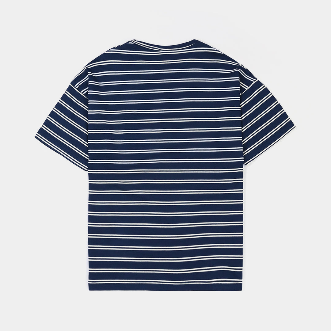 Boys Yarn Dyed Striped T-Shirt (EPIC IDEA) - Blue