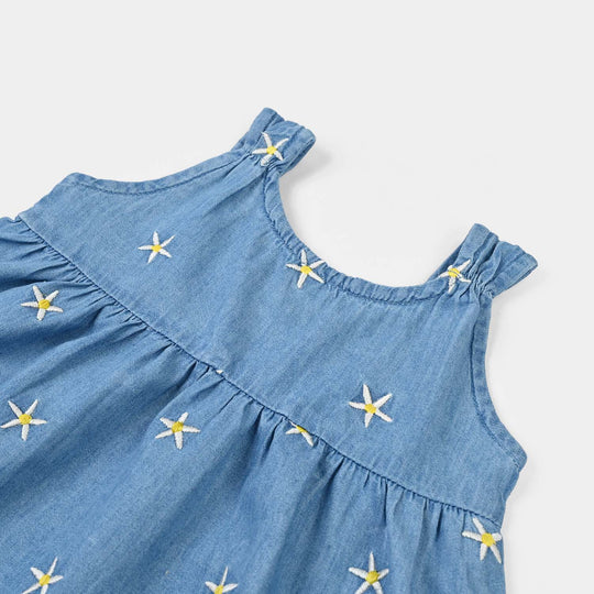 Infant Girls Tensile Embroidered Top (Stars) - Light Blue