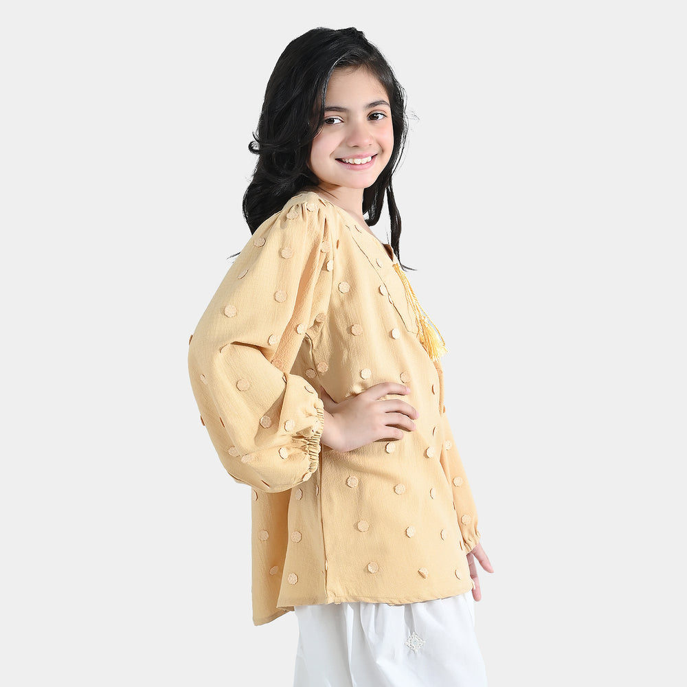 Girls Poly Crinkle Top (Fairy) – Yellow