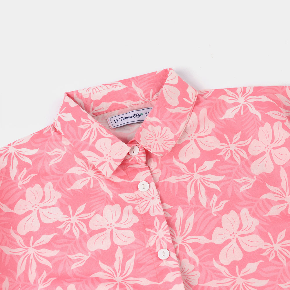 Girls Poly Lawn Casual Top (Mellow) – Pink