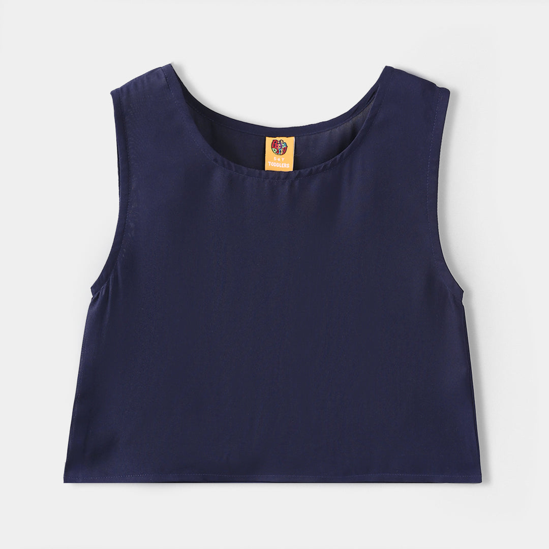 Girls Raw Silk 4Pcs Blossom - Navy Blue