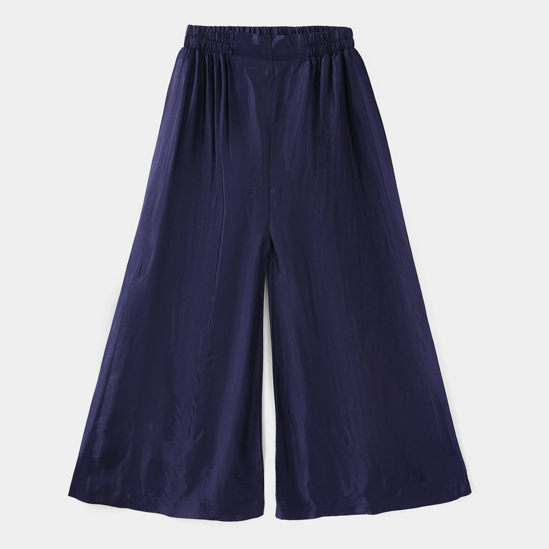 Girls Raw Silk 4Pcs Blossom - Navy Blue