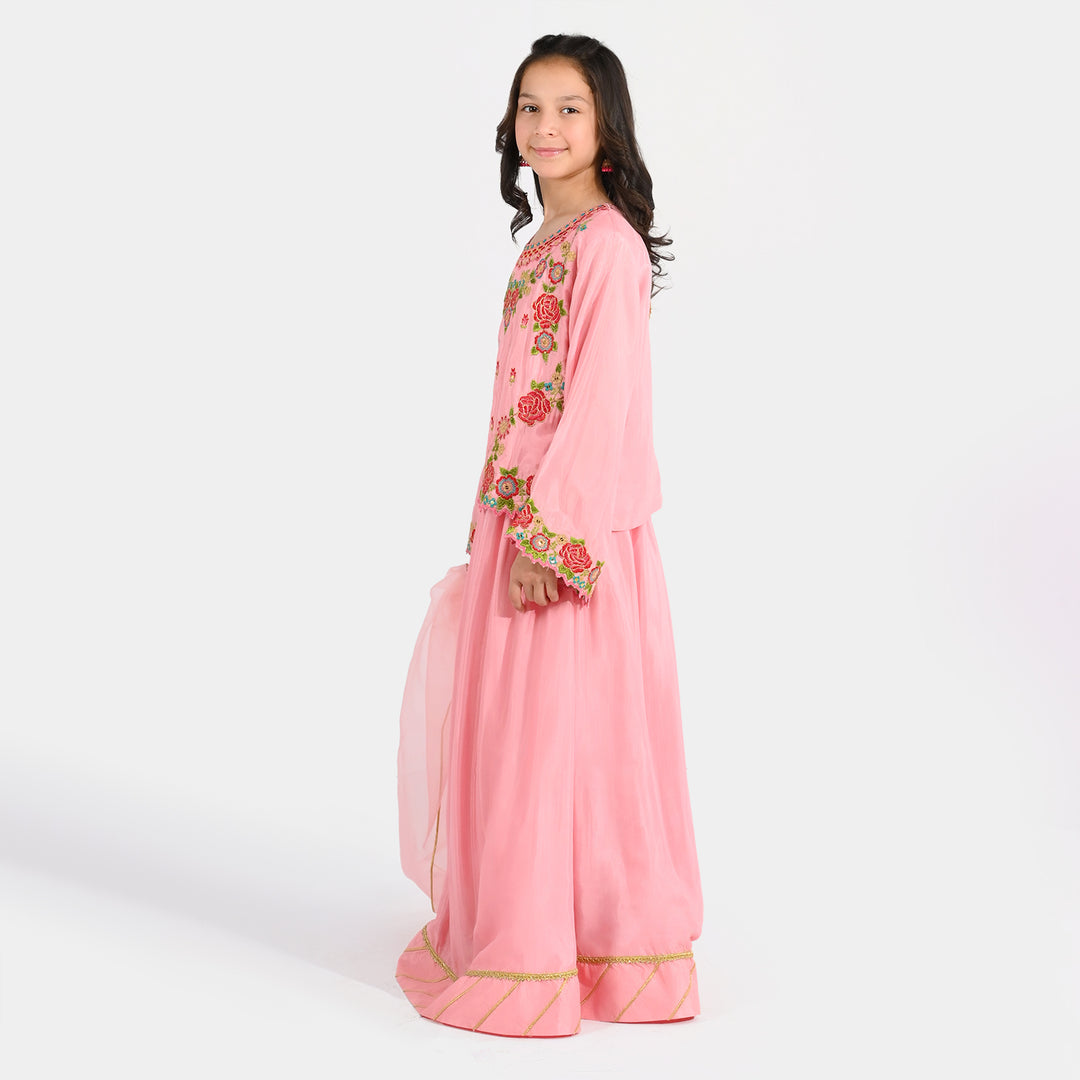 Girls Raw Silk 3-Piece Suit (Rose Gul) - Paradise Pink