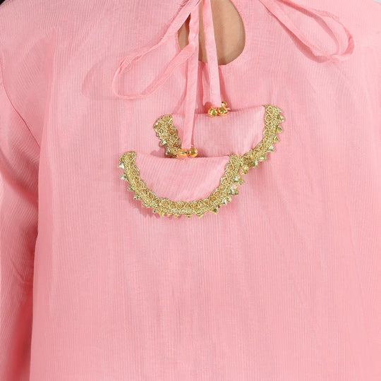 Girls Raw Silk 3-Piece Suit (Rose Gul) - Paradise Pink
