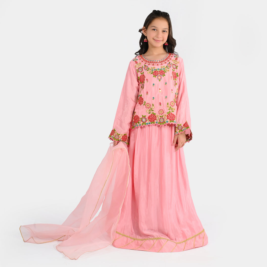 Girls Raw Silk 3-Piece Suit (Rose Gul) - Paradise Pink