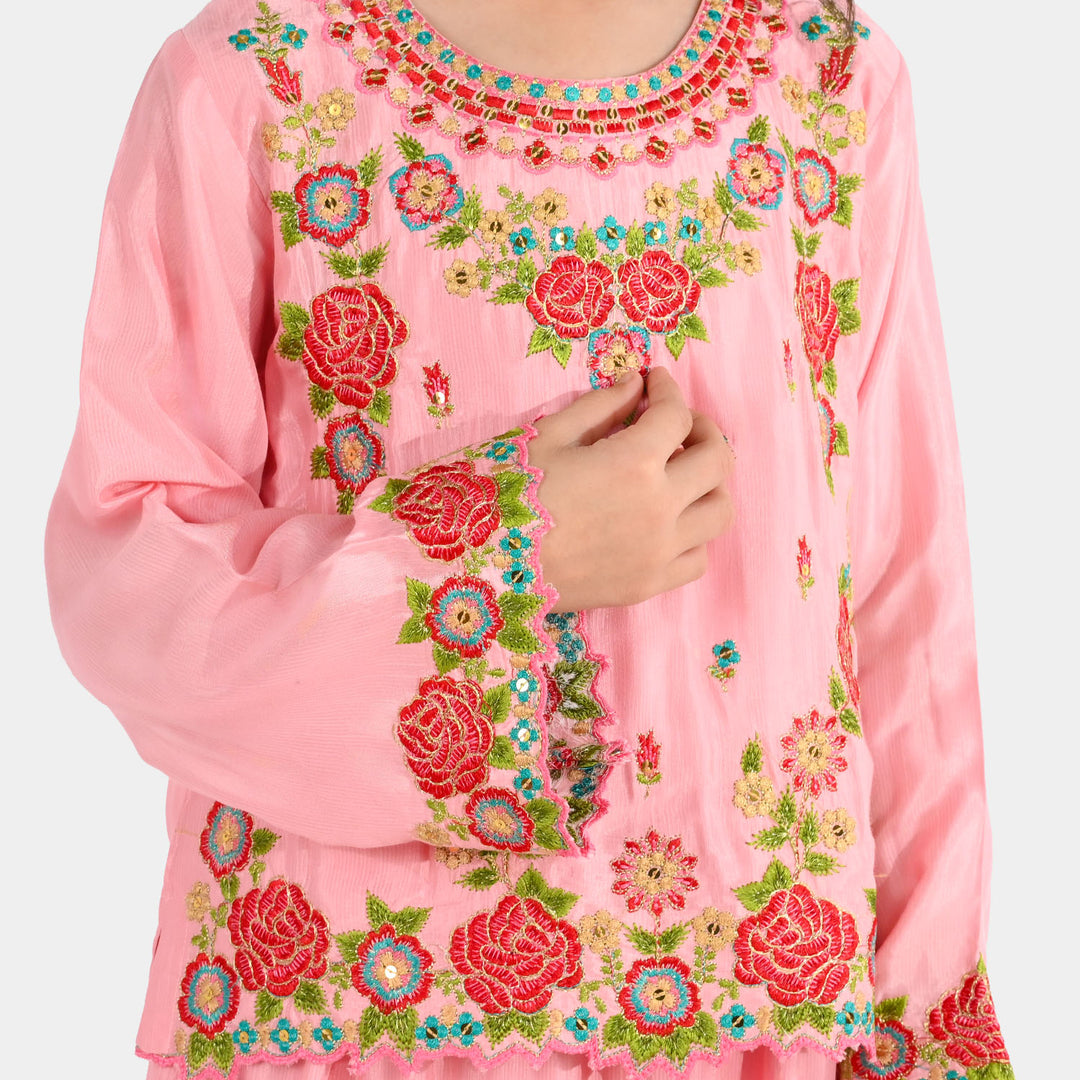 Girls Raw Silk 3-Piece Suit (Rose Gul) - Paradise Pink