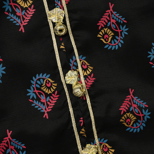 Girls Raw Silk 3Pcs Aabroo-BLACK