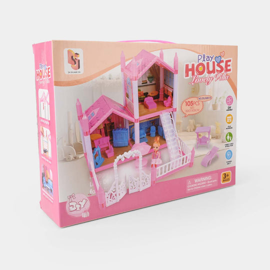 Play House Lovely Villa – 86 Pcs Dollhouse Set