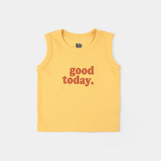 Infant Boys 2x1 Rib Sando Good Today-Gold.Haze