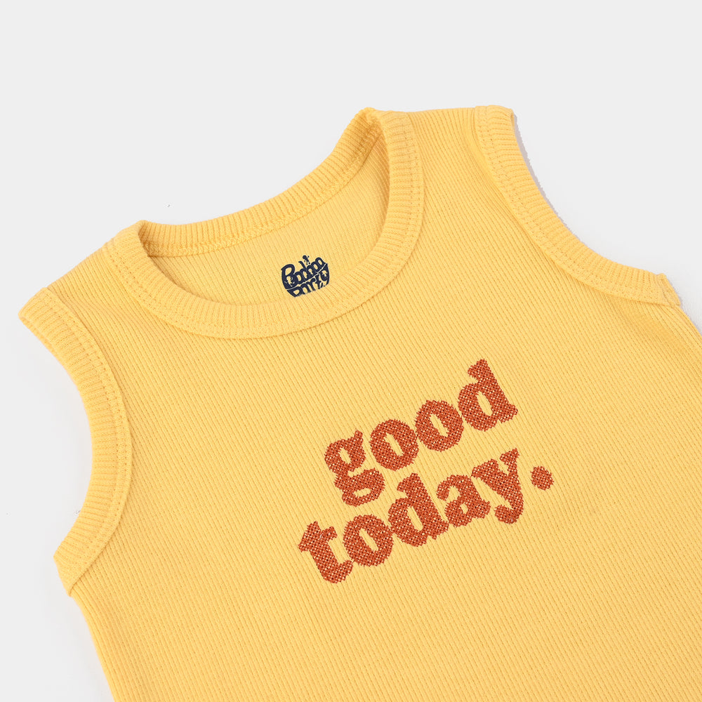 Infant Boys 2x1 Rib Sando Good Today-Gold.Haze