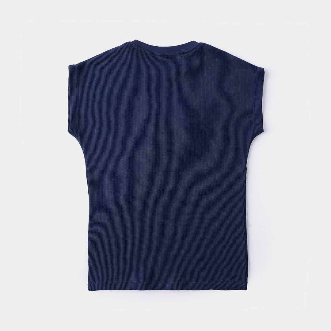 Boys Thermal Sando Calm Feelings-Navy.Blue