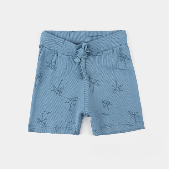 Infant Boys 2x1 Rib Shorts (Palm Tree) - Blue