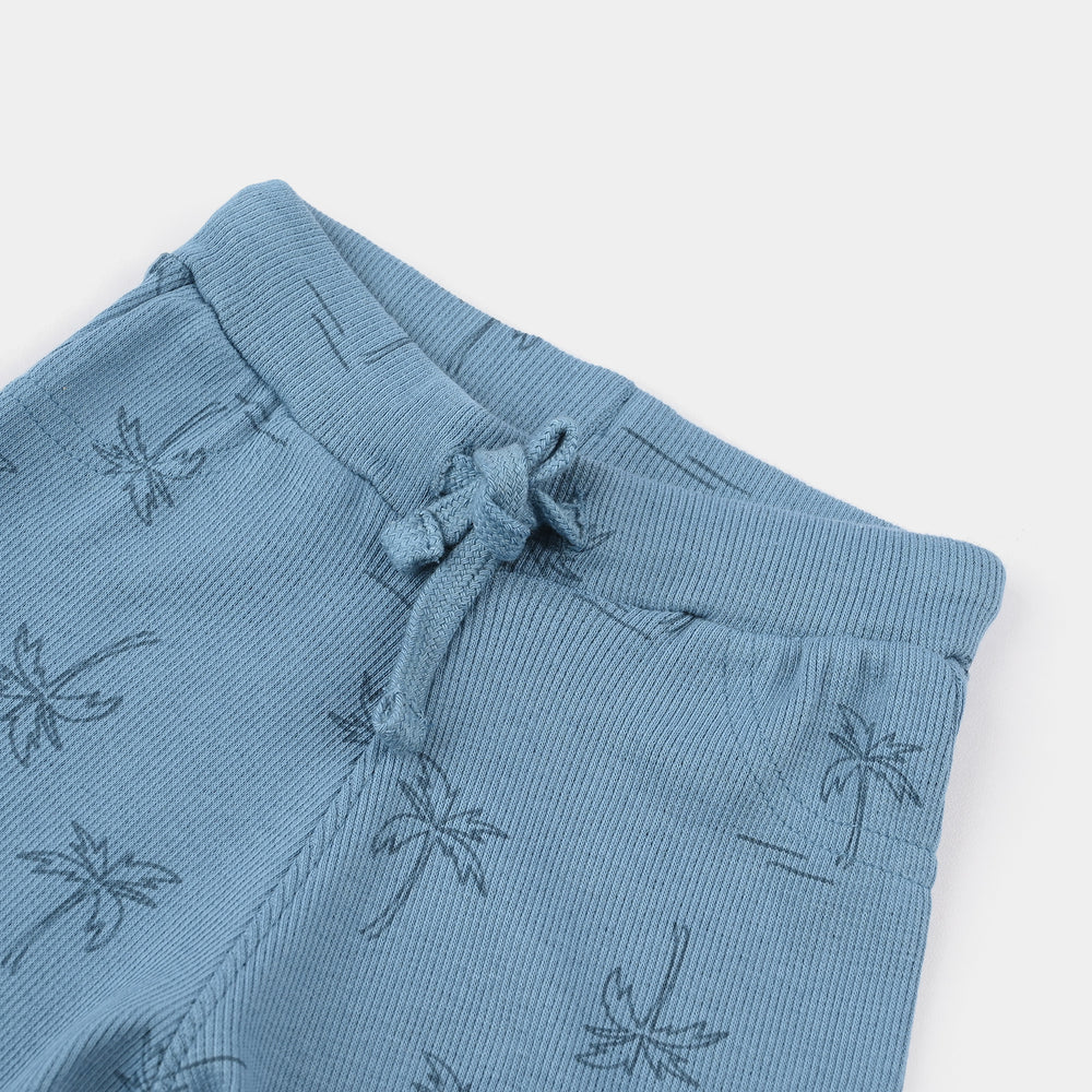 Infant Boys 2x1 Rib Shorts (Palm Tree) - Blue