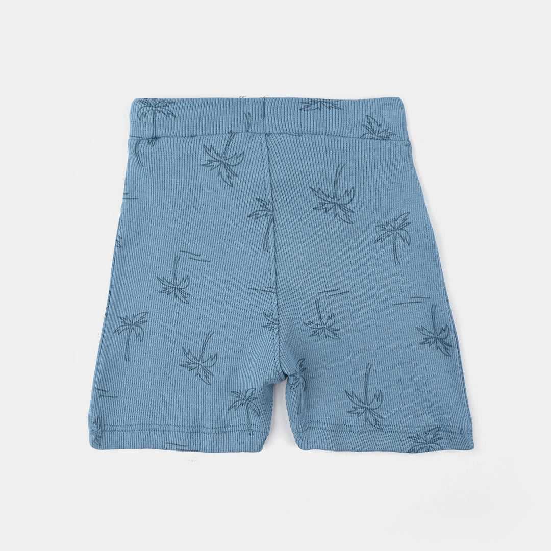 Infant Boys 2x1 Rib Shorts (Palm Tree) - Blue
