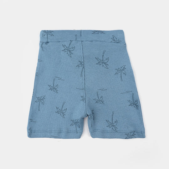 Infant Boys 2x1 Rib Shorts (Palm Tree) - Blue