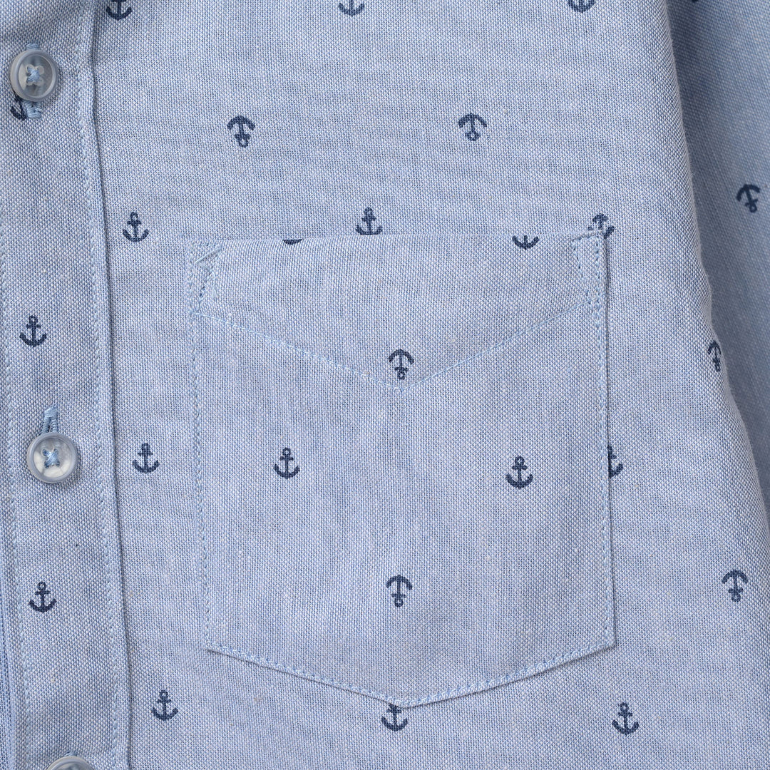 Boys Oxford Shirt (Anchor) - Blue