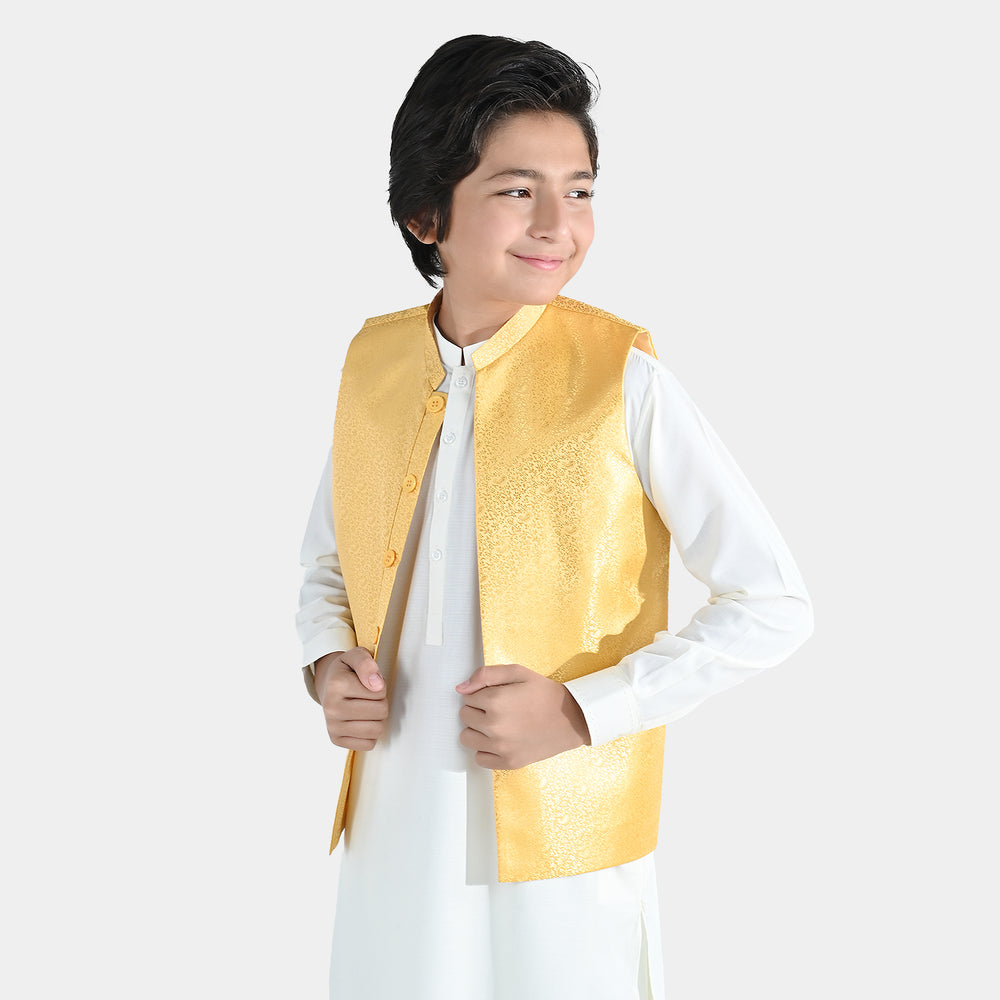Boys Poly Viscose Waistcoat (Essential)-Yellow
