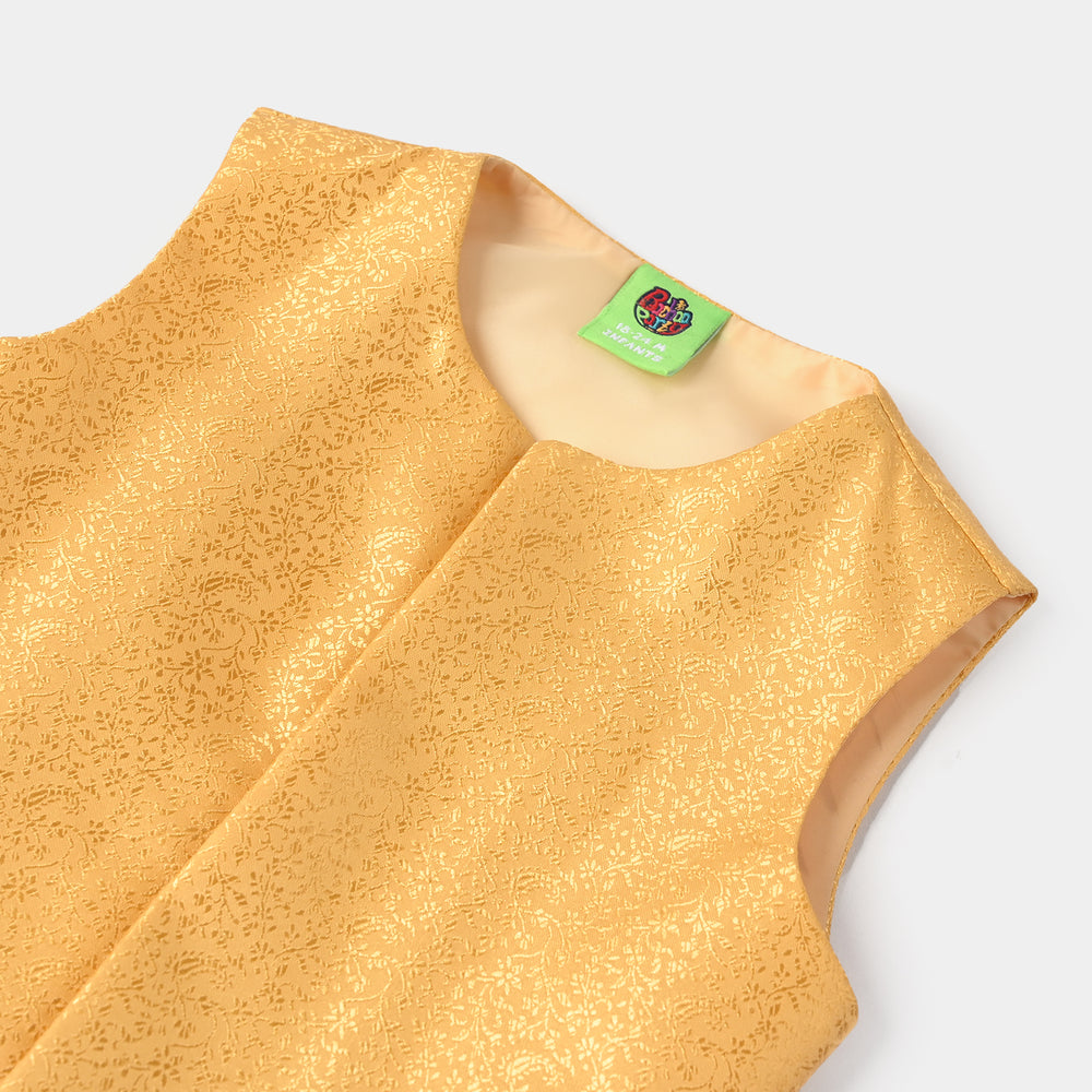 Infant Boys Poly Viscos Waist Coat (Essential Yellow)-Yellow