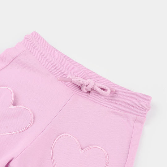 Infant Girls Cotton Shorts (Heart Pocket) - Pink