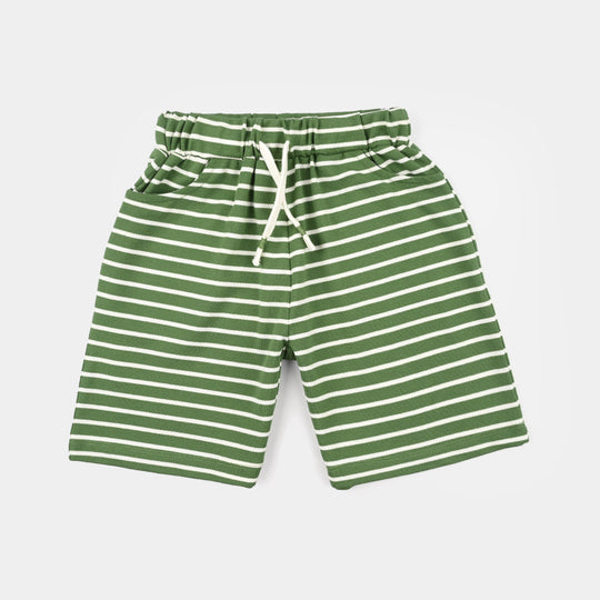 Boys Jumbo Pique Short (Stripes) - Green