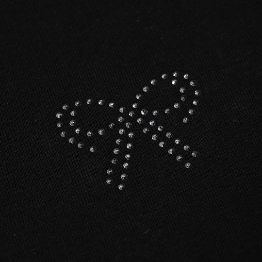 Girls Jersey/Terry T-Shirt (Bow Stud) – Black