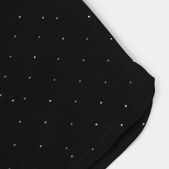 Girls Jersey/Terry T-Shirt (Silver Stud) - Black