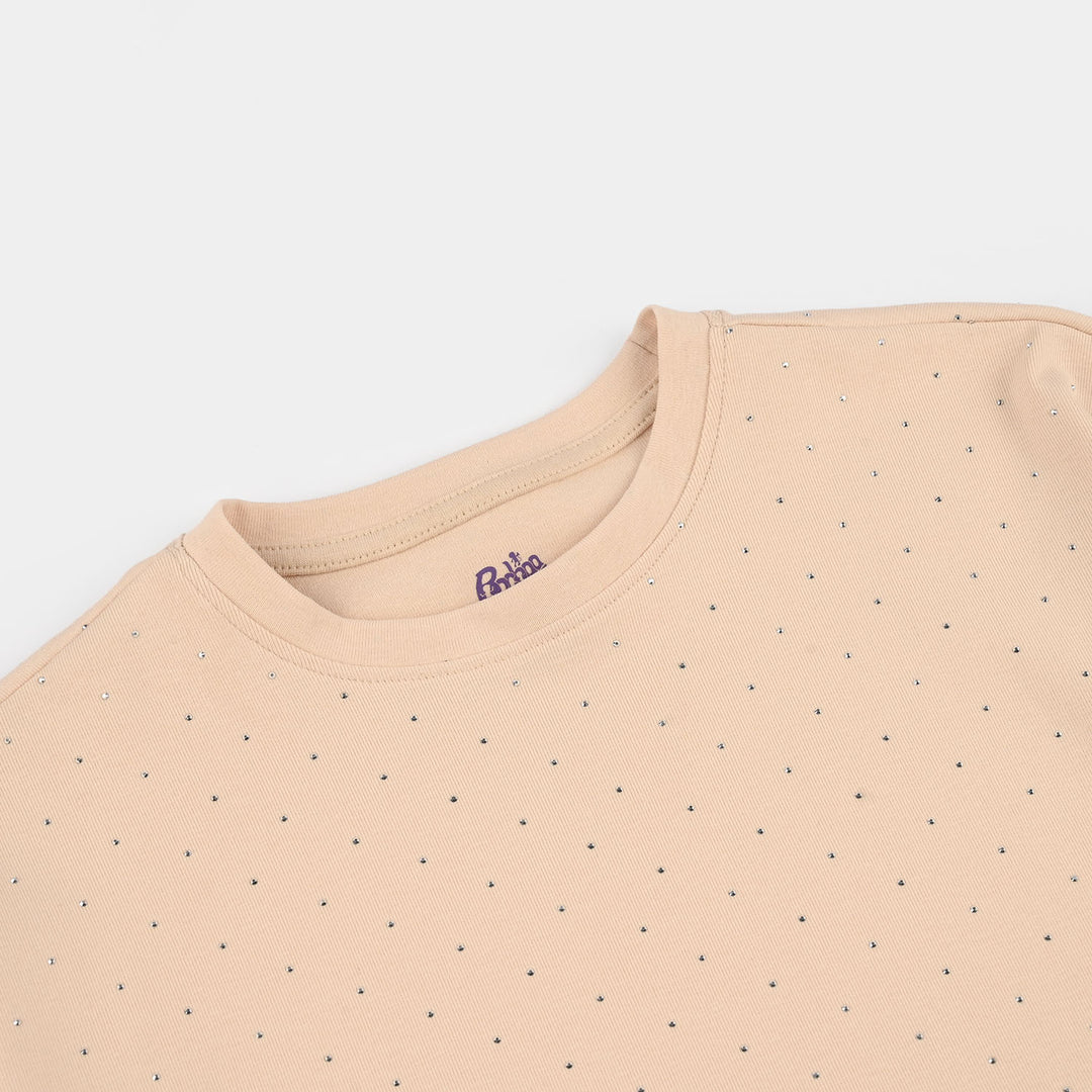 Girls Jersey/Terry T-Shirt - Brown