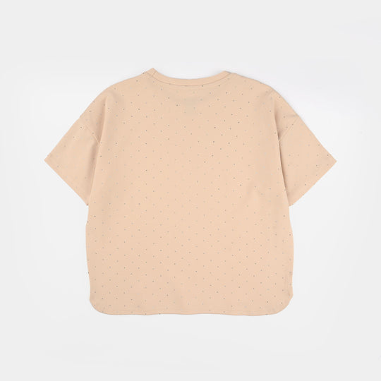 Girls Jersey/Terry T-Shirt - Brown