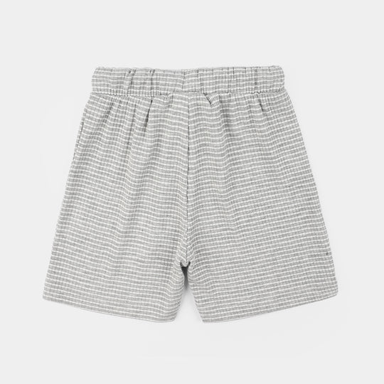 Infant Boys Jacquard Shorts Stripes - Grey/White