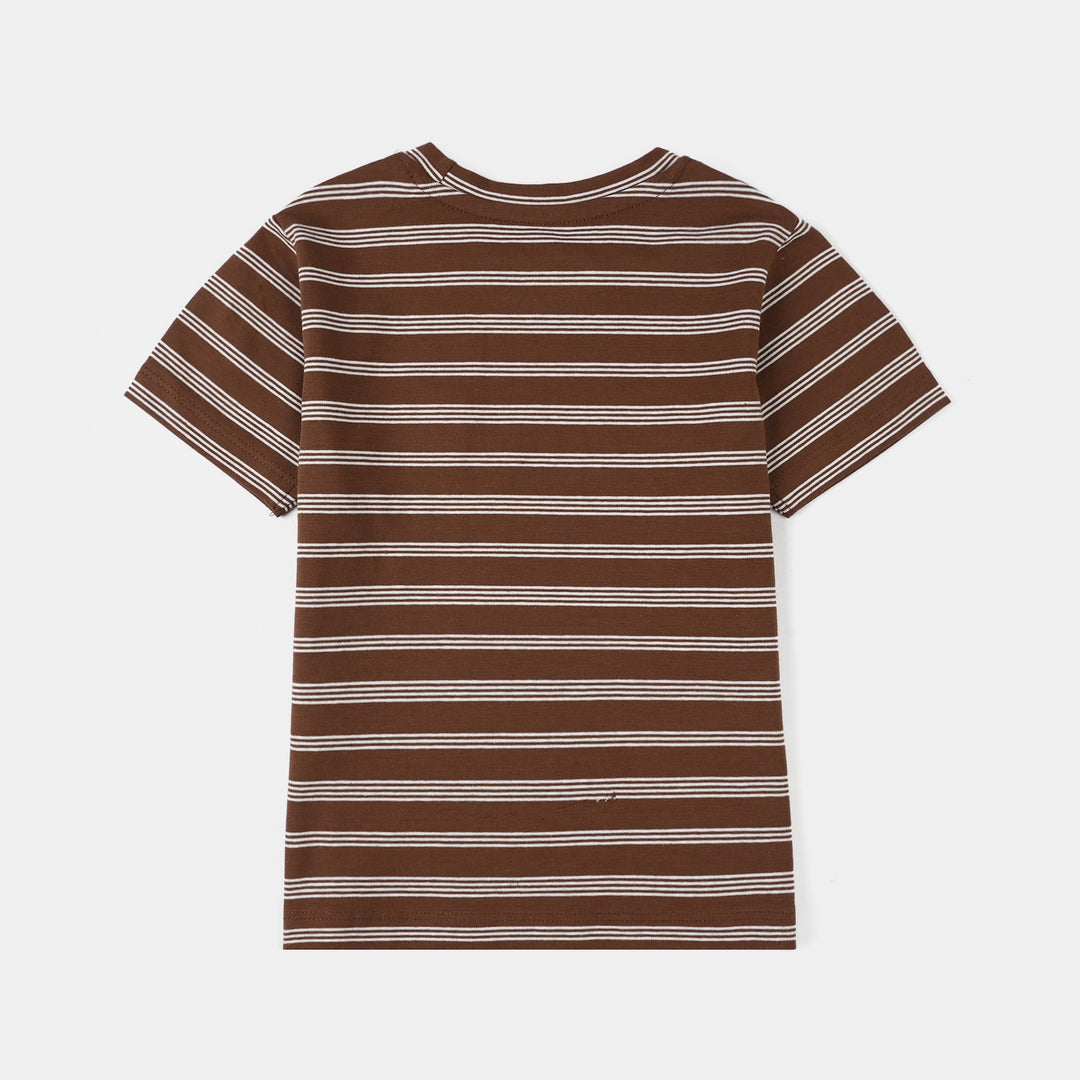 Infant Boys Yarn Dyed Suit Bear - Brown