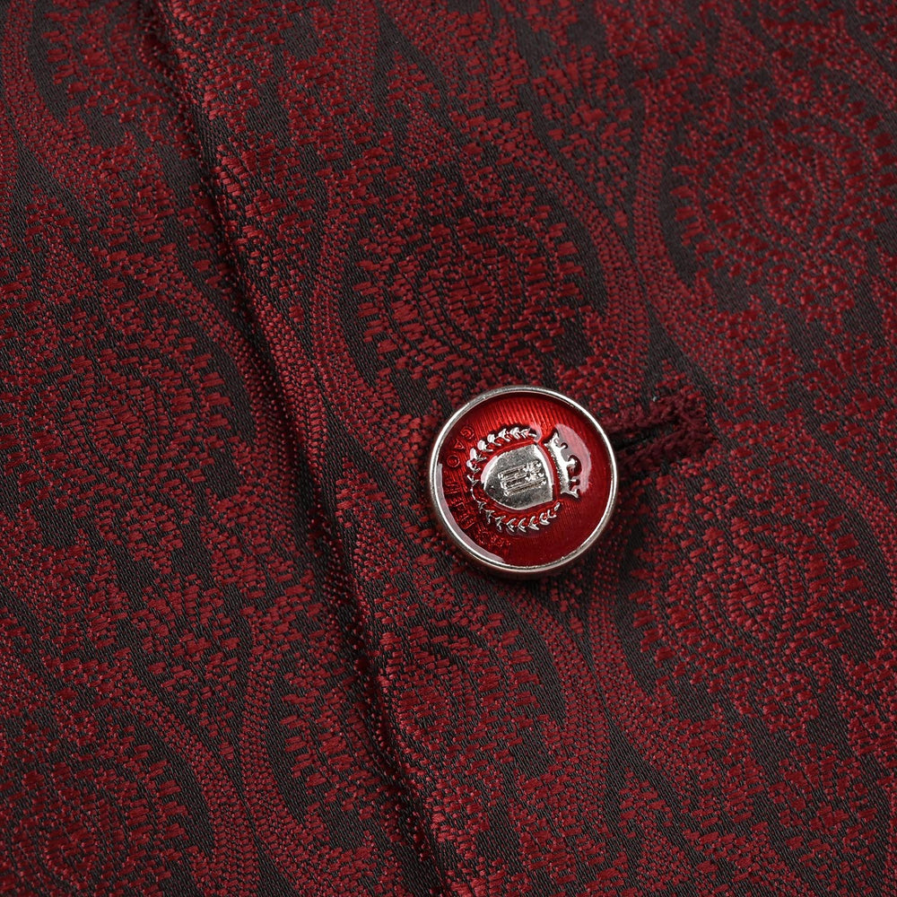 Boys Poly Viscose Waist Coat - Red