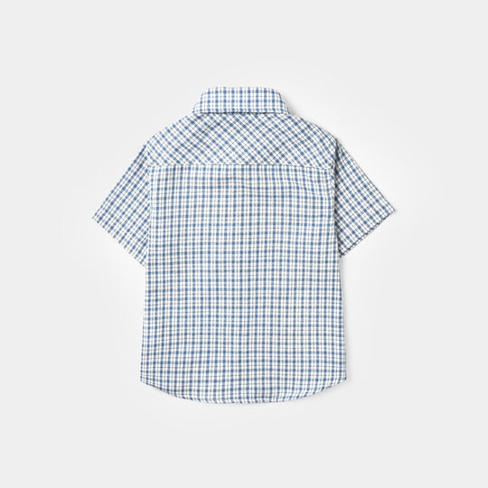 Infant Boys Yarn Dyed Shirt (Monster Team) - Blue