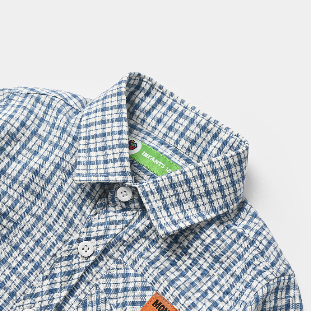 Infant Boys Yarn Dyed Shirt (Monster Team) - Blue