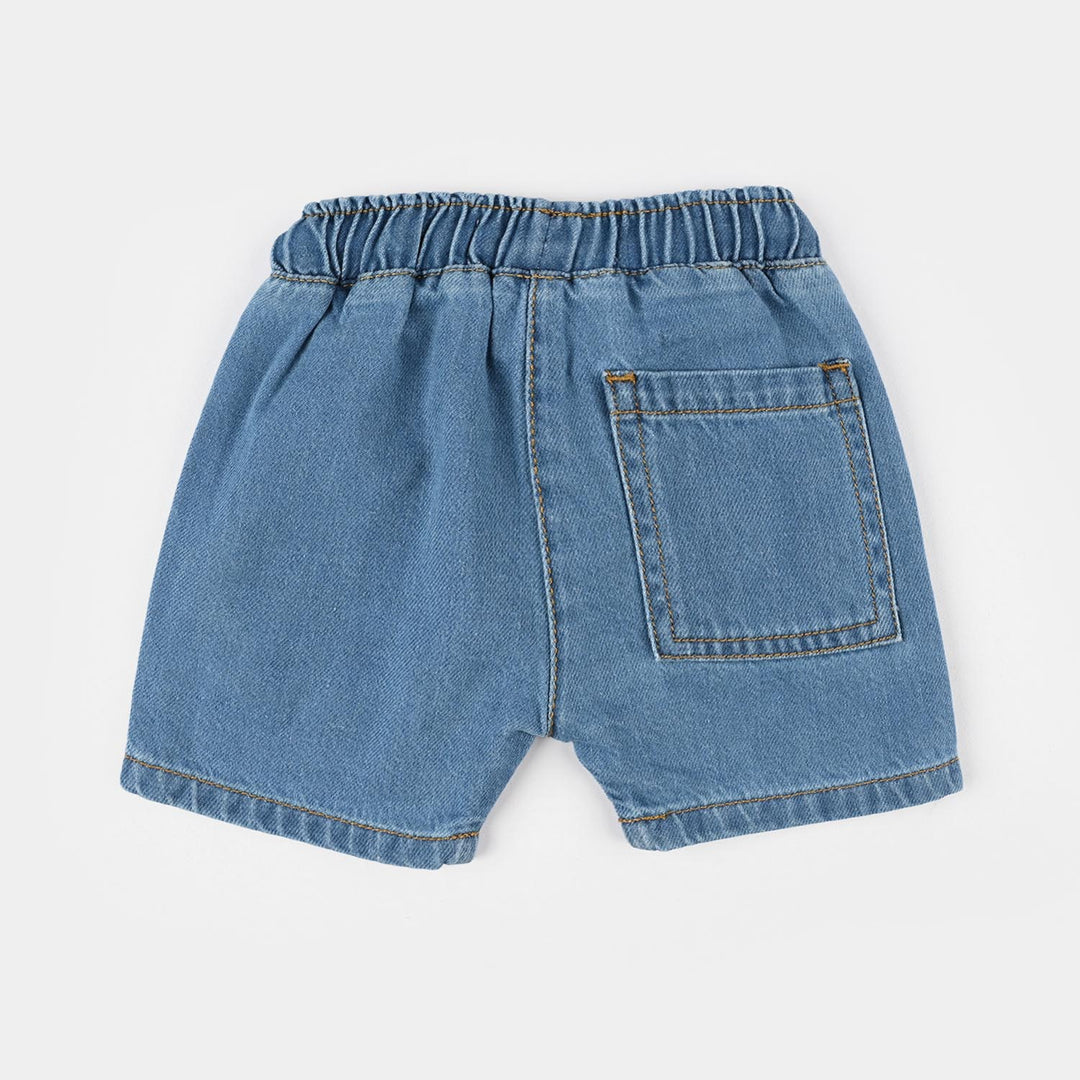Infant Girls Denim Stretch Shorts (Happiness) - Mid Blue