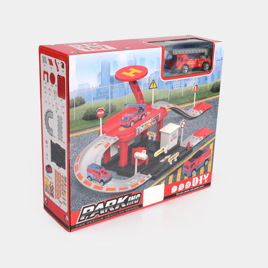 Fire Rescue Parking Garage Playset