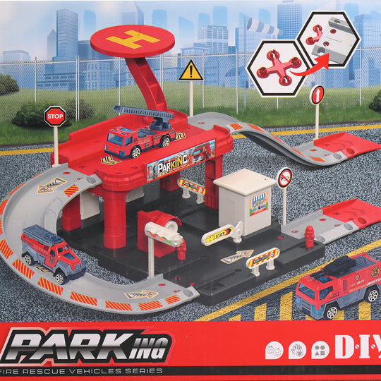 Fire Rescue Parking Garage Playset