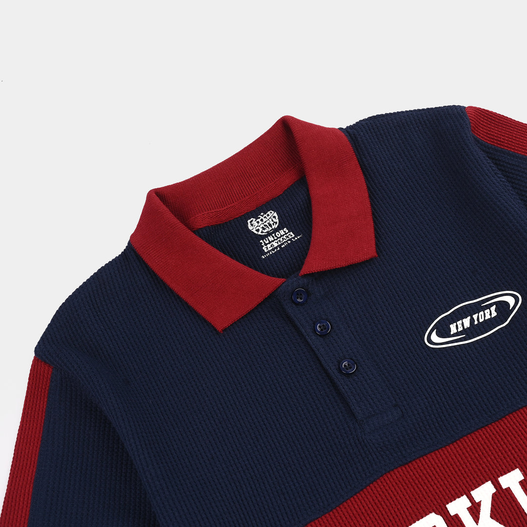 Boys Thermal Polo (Brooklyn) - Navy Blue