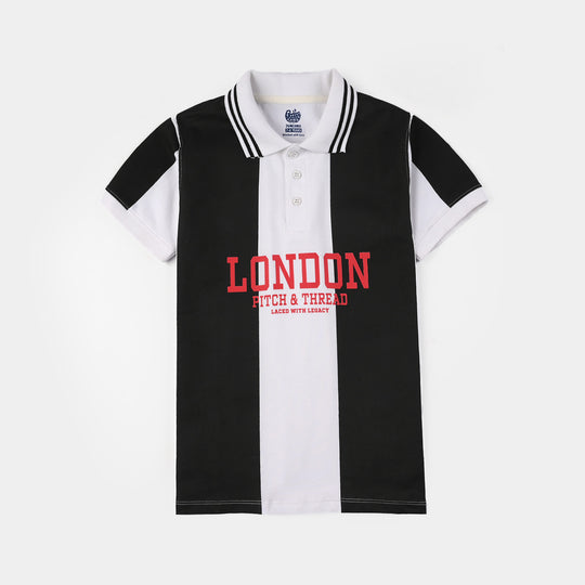 Boys Jersey/Terry Polo (London) - White/Black