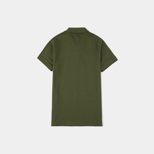 Boys Cotton PK Polo Waves-Chive