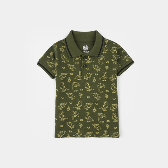 Infant Boys Cotton PK Polo Dinos-Chive
