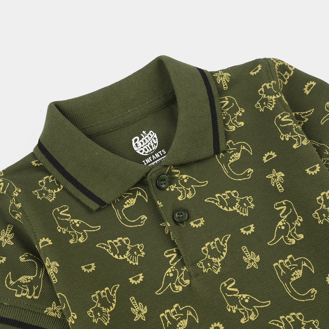 Infant Boys Cotton PK Polo Dinos-Chive
