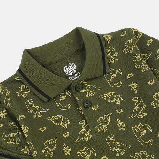 Infant Boys Cotton PK Polo Dinos-Chive
