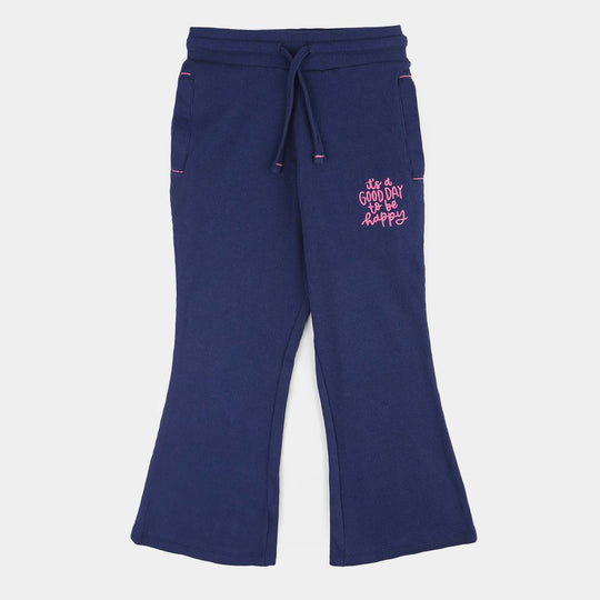 Girls 2x1 Rib Pajama (It's A Good Day) - Navy Blue