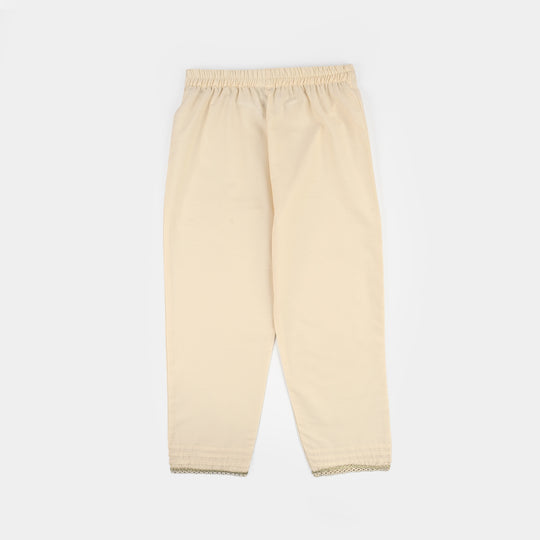 Teens Girls Cotton Embroidered 2Pcs Set (Rabab) - Off White